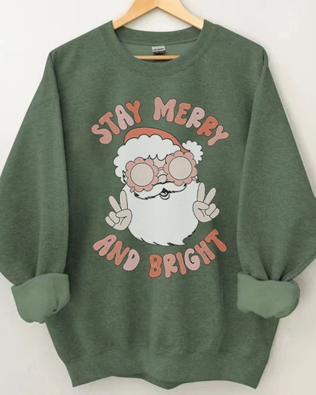 Stay Merry and Bright Print Christmas Sweatshirt