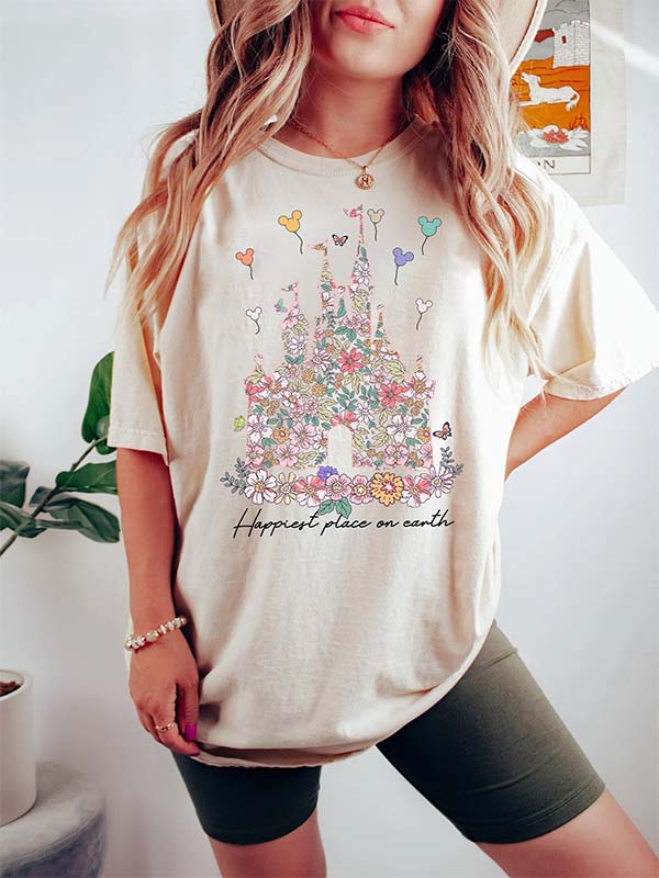 Happiest Place on Earth Floral T-shirt