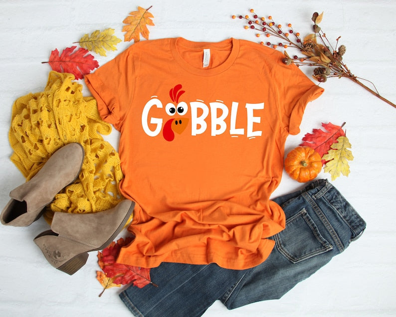 Gobble Thanksgiving Print T-shirt