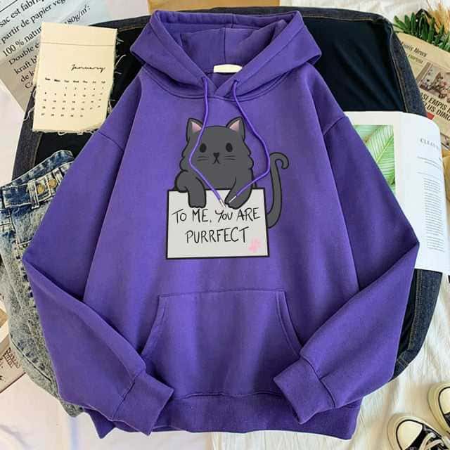 You Are Purrfect Cartoon Cute Cat Hoodie