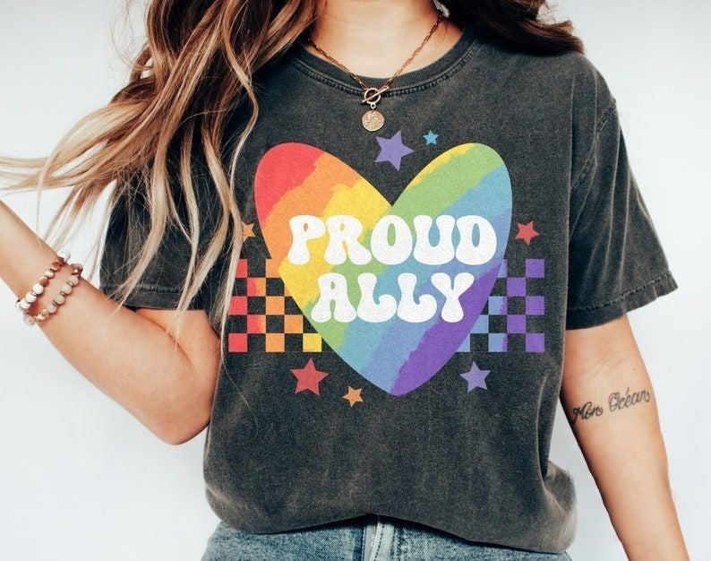 Proud Ally Rainbow Heart T-shirt