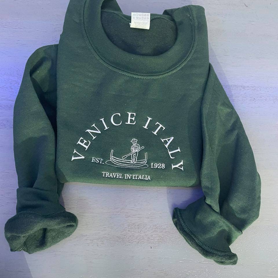 Venice Italy Letter Embroidered Sweatshirt