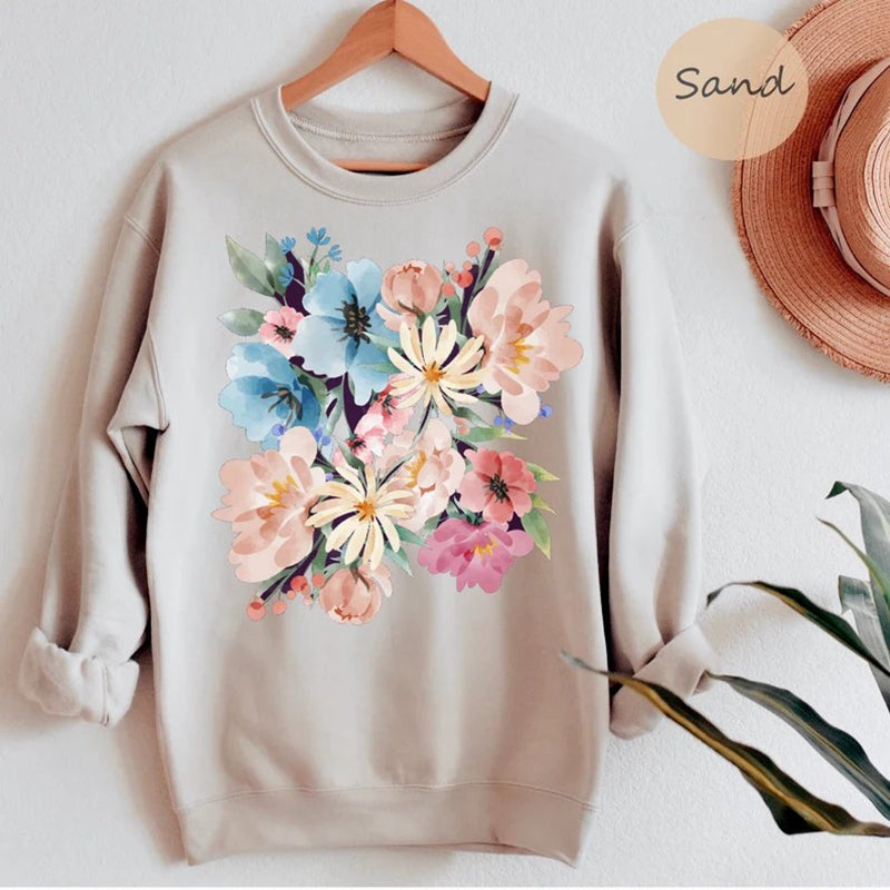 Flower sweatshirt, Gift for her